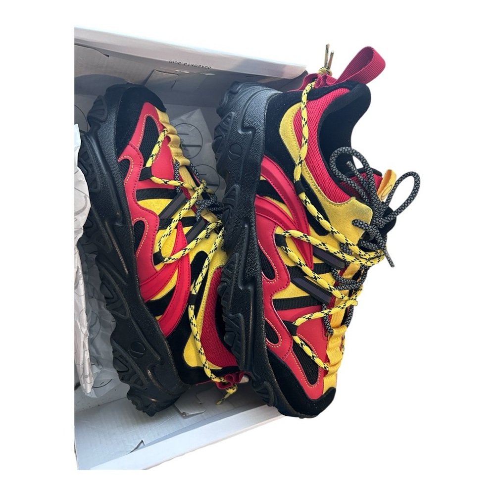 Javi Men's Bold Red and Yellow Sneakers
